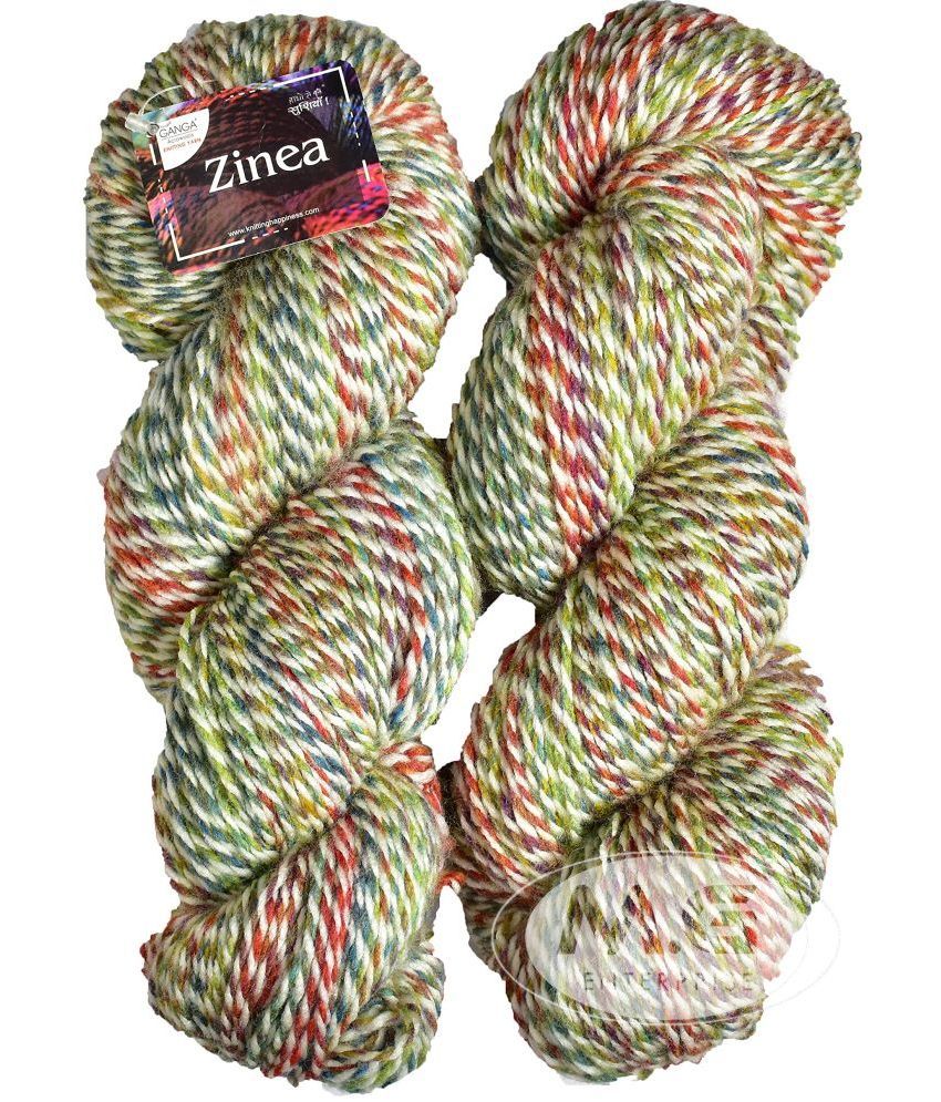     			Ganga Zinea Green Parakeet (300 gm) Wool Thick Hank Hand Knitting Wool/Art Craft Soft Fingering Crochet Hook Yarn, Needle Knitting Yarn Thread dyedB