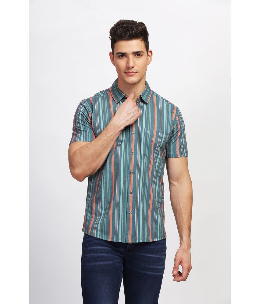     			BULLMER Cotton Blend Regular Fit Printed Half Sleeves Men's Casual Shirt - Green ( Pack of 1 )