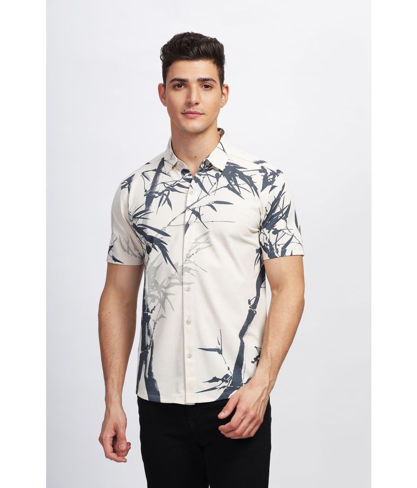     			BULLMER Cotton Blend Regular Fit Printed Half Sleeves Men's Casual Shirt - Cream ( Pack of 1 )