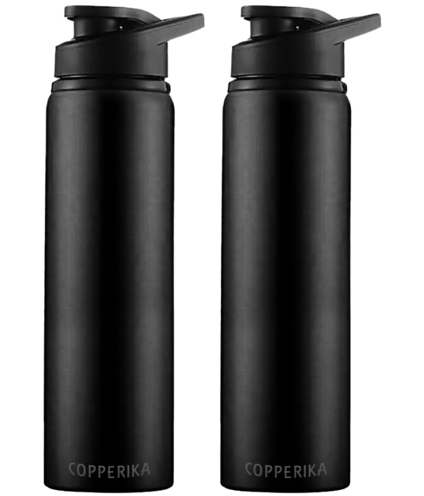     			Copperika Stainless Steel Water Bottle 800ml - Pack of 2 Black Sipper Water Bottle 800 mL ( Set of 1 )