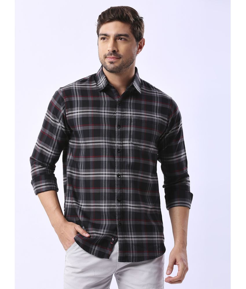     			HJ HASASI Cotton Blend Regular Fit Checks Full Sleeves Men's Casual Shirt - Black ( Pack of 1 )
