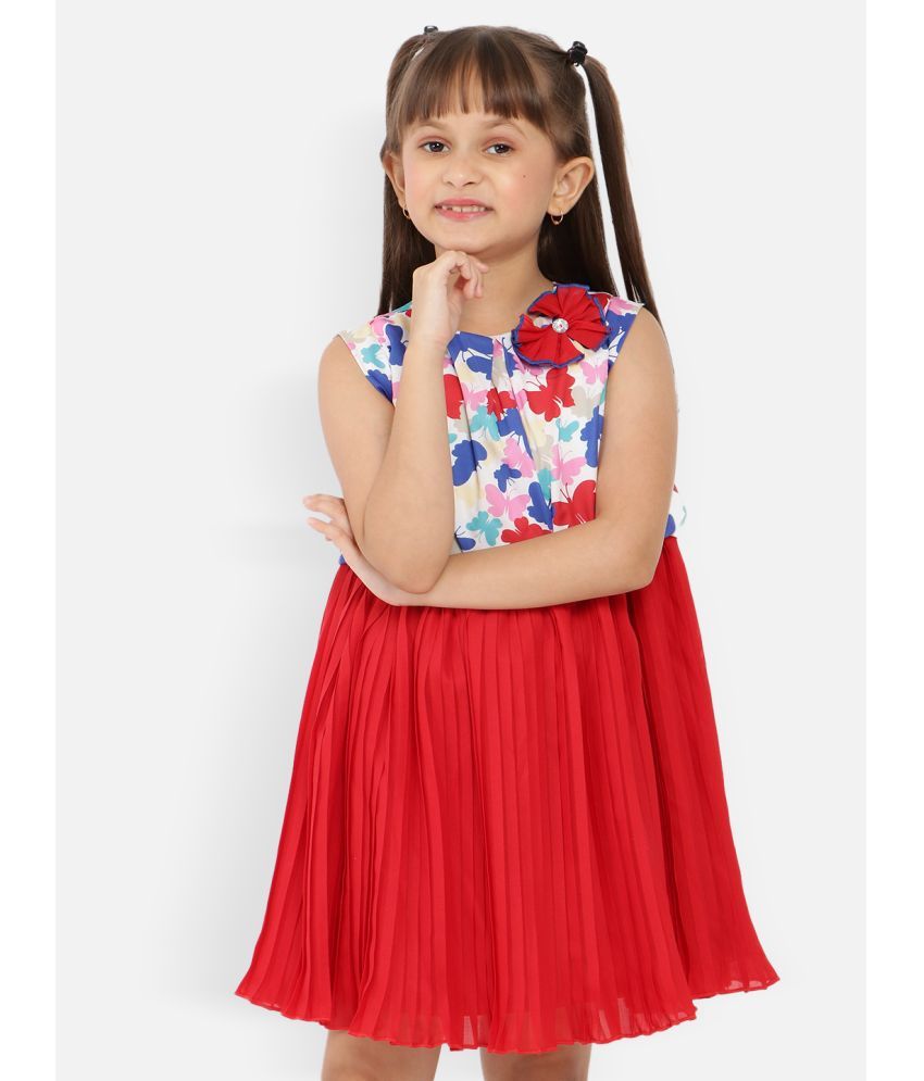     			Nauti Nati Polyester Fit And Flare Dress For Girls ( Pack of 1 , Multicolor )