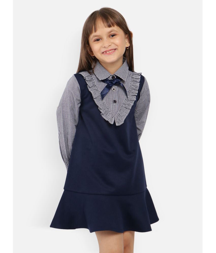     			Nauti Nati Navy Polyester Girls A-line Dress ( Pack of 1 )