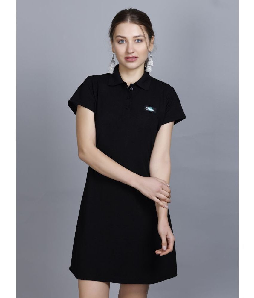     			OBAAN Cotton Blend Solid Above Knee Women's T-shirt Dress - Black ( Pack of 1 )