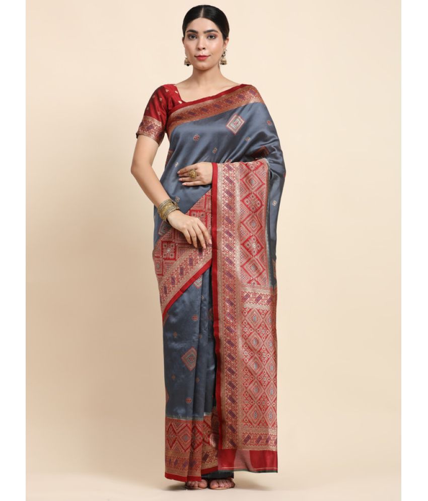     			KALIPATRA Banarasi Silk Embellished Saree With Blouse Piece - Grey ( Pack of 1 )