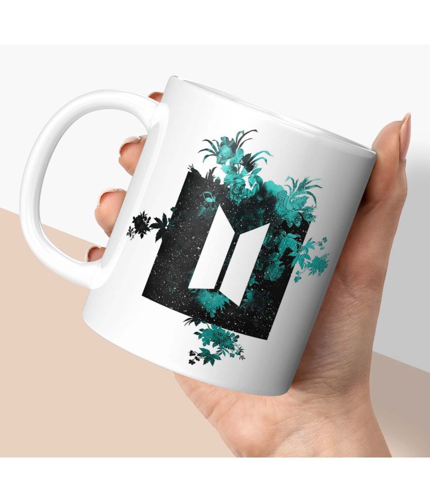    			NH10 DESIGNS BTS Logo Signature White Ceramic Coffee Mug ( Pack of 1 )