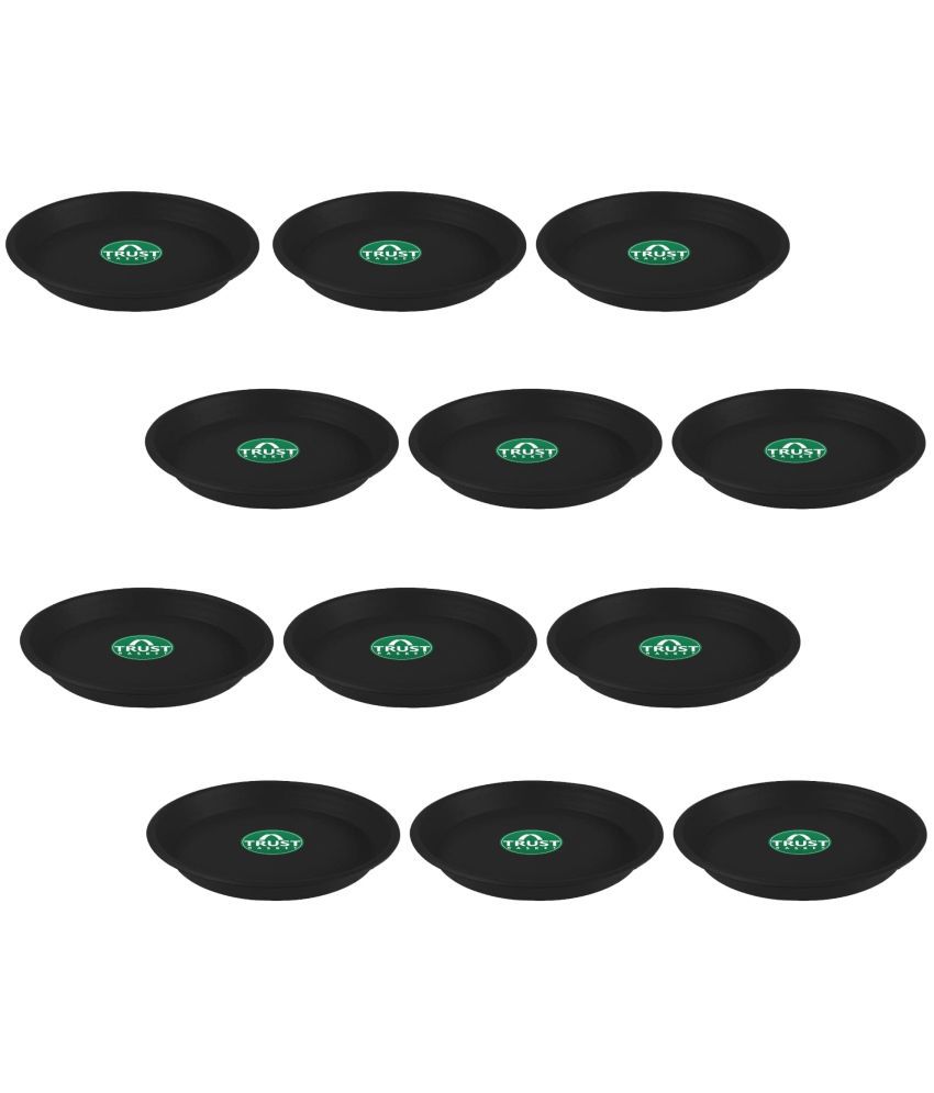     			TrustBasket UV Treated 6 inch Round Bottom Tray Saucer - Black Color - Set of 12
