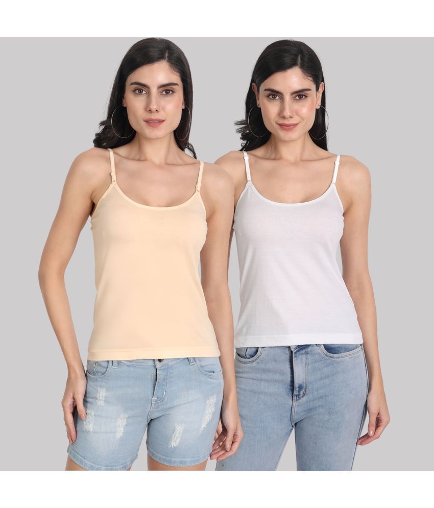     			AIMLY Cotton Camisoles - Beige Pack of 2