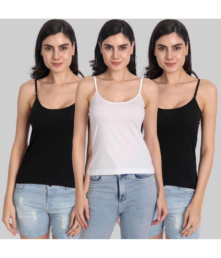     			AIMLY Cotton Camisoles - Black Pack of 3