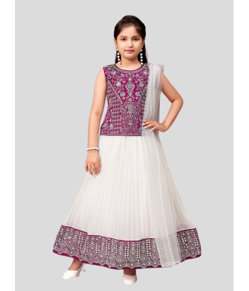     			Aarika Purple Silk Girls Lehenga Choli Set ( Pack of 1 )