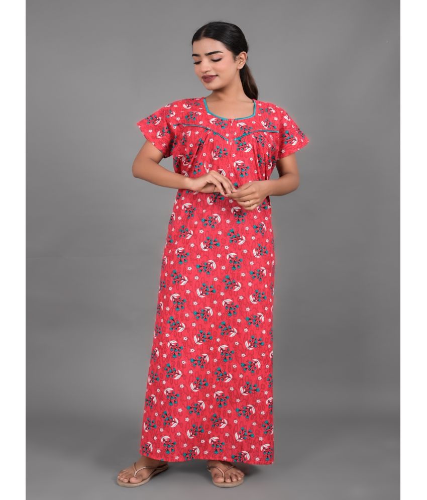     			Apratim Red Cotton Women's Nightwear Nighty & Night Gowns ( Pack of 1 )