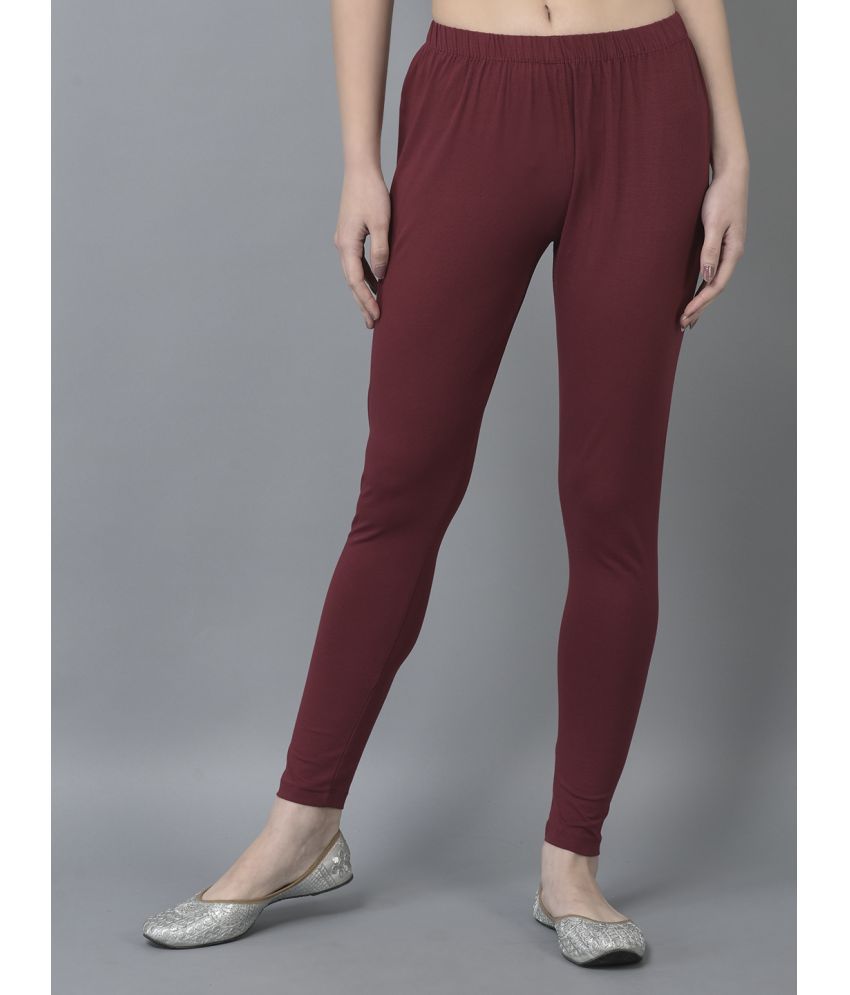     			Dollar Missy - Maroon Cotton Women's Leggings ( Pack of 1 )