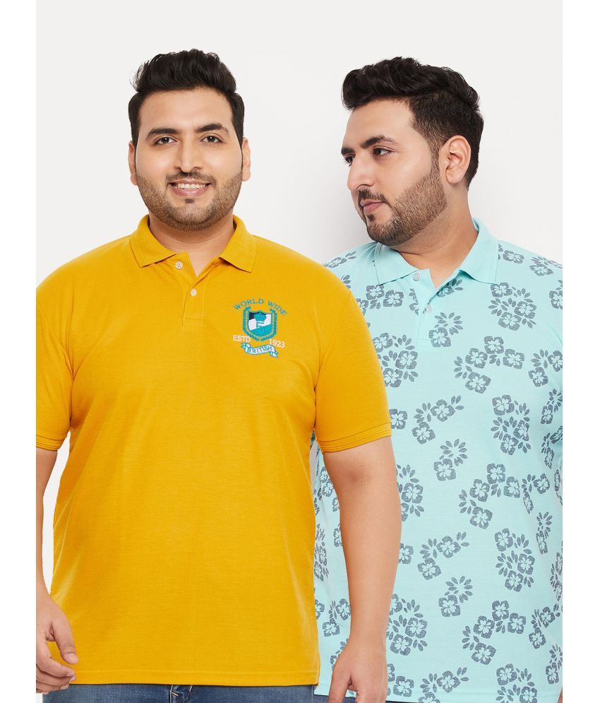     			GET GOLF Pack of 2 Cotton Blend Regular Fit Solid Half Sleeves Men's Polo T Shirt ( Mustard )