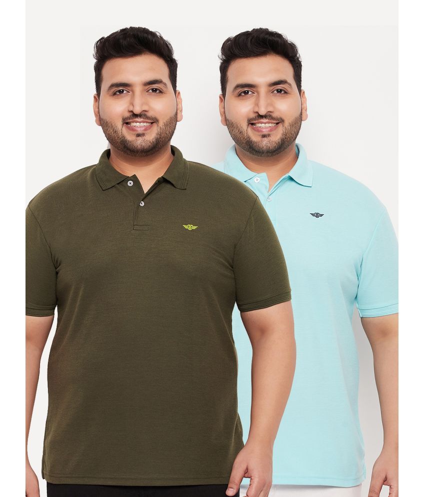     			GET GOLF Pack of 2 Cotton Blend Regular Fit Solid Half Sleeves Men's Polo T Shirt ( Olive )