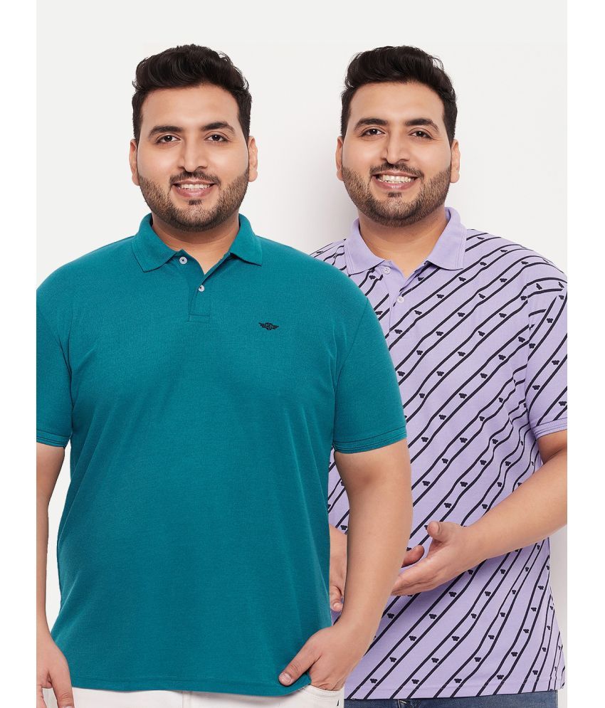     			GET GOLF Cotton Blend Regular Fit Solid Half Sleeves Men's Polo T Shirt - Teal Blue ( Pack of 2 )