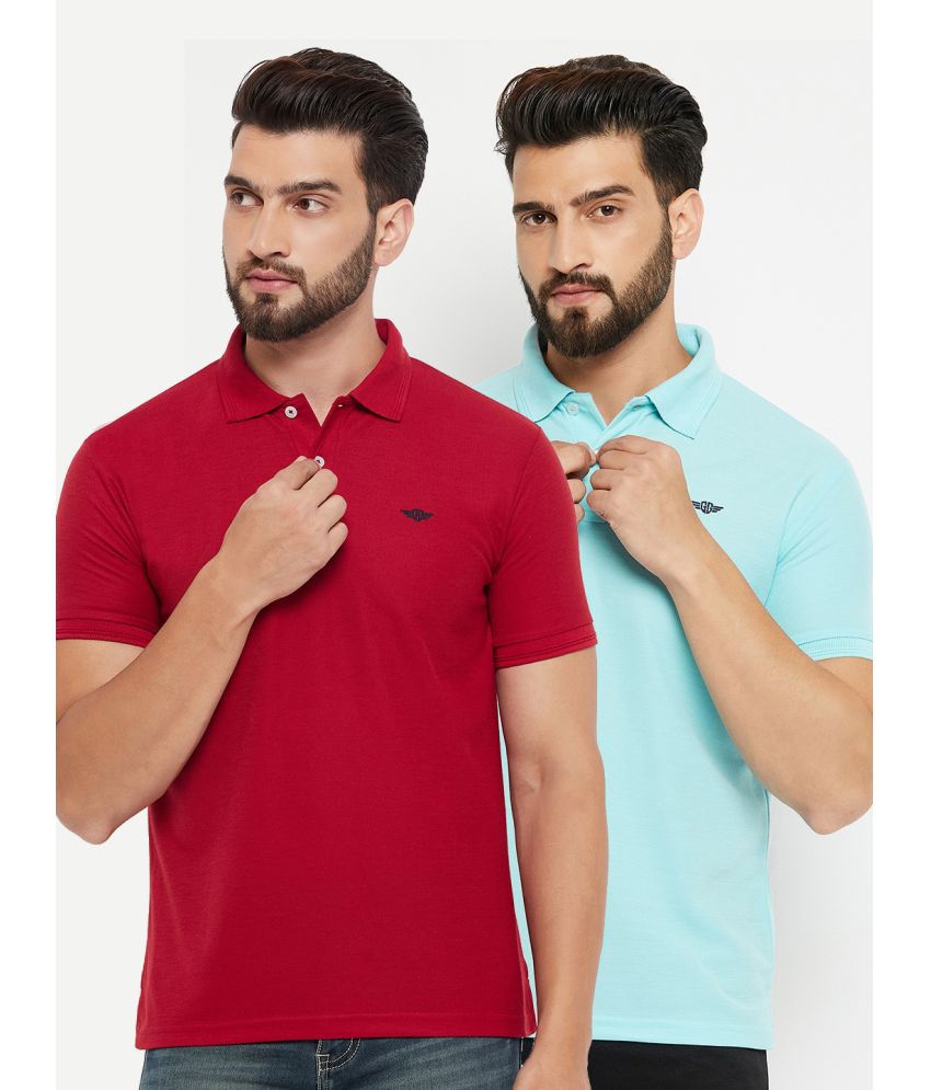     			GET GOLF Cotton Blend Regular Fit Solid Half Sleeves Men's Polo T Shirt - Maroon ( Pack of 2 )