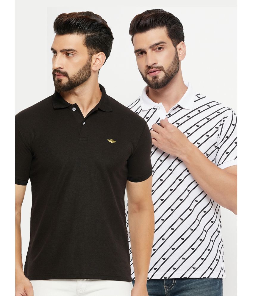     			GET GOLF Cotton Blend Regular Fit Solid Half Sleeves Men's Polo T Shirt - Black ( Pack of 2 )