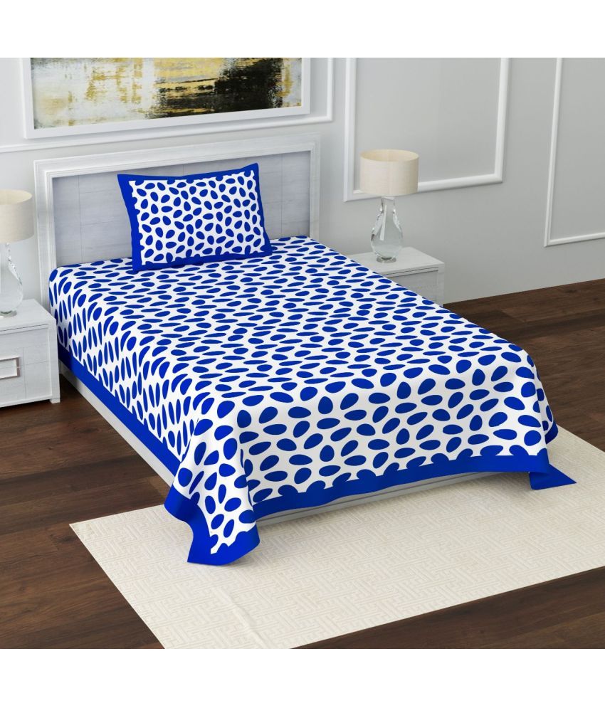     			Uniqchoice Cotton Abstract 1 Single Bedsheet with 1 Pillow Cover - Blue