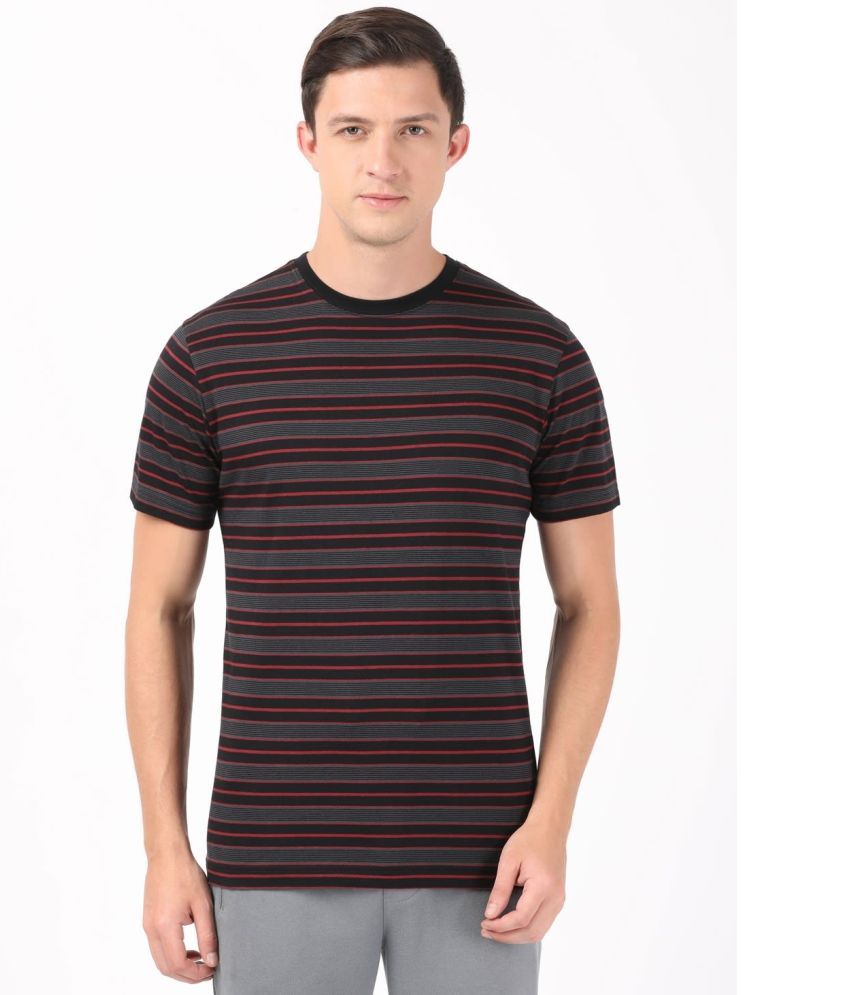     			Jockey 2715 Men's Super Combed Cotton Rich Striped Round Neck T-Shirt - Black & Graphite