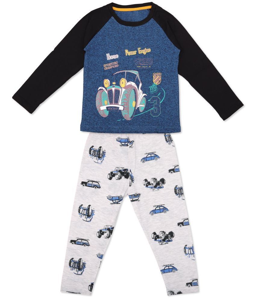     			Kids Craft Blue Hosiery Fabric Print Boys Night Suit