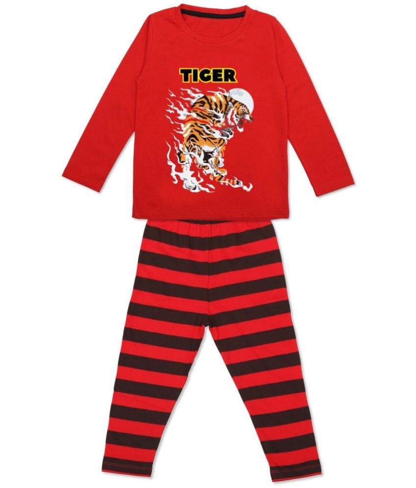     			Kidscraft Pack of 1 Boys 100% Cotton Nightsuit Set ( Red )