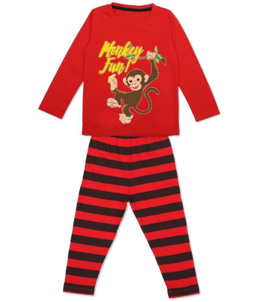     			Kidscraft Pack of 1 Boys 100% Cotton Nightsuit Set ( Red )