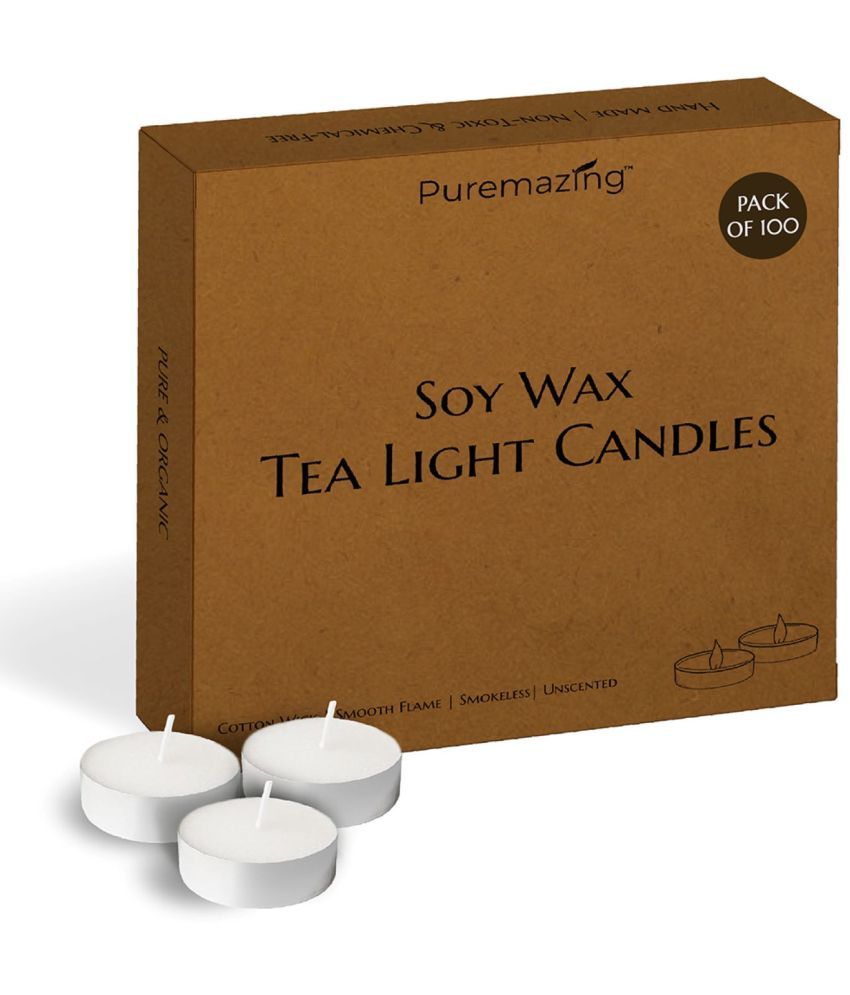     			Puremazing White Unscented Wax Tea Light Candle 1 cm ( Pack of 100 )