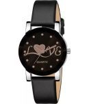 acnos Black Leather Analog Womens Watch