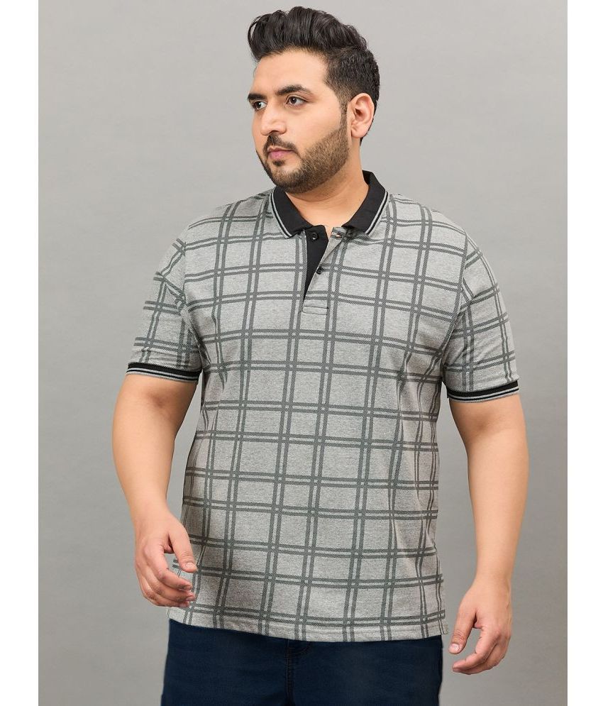     			AUSTIVO Cotton Blend Regular Fit Checks Half Sleeves Men's Polo T Shirt - Grey ( Pack of 1 )