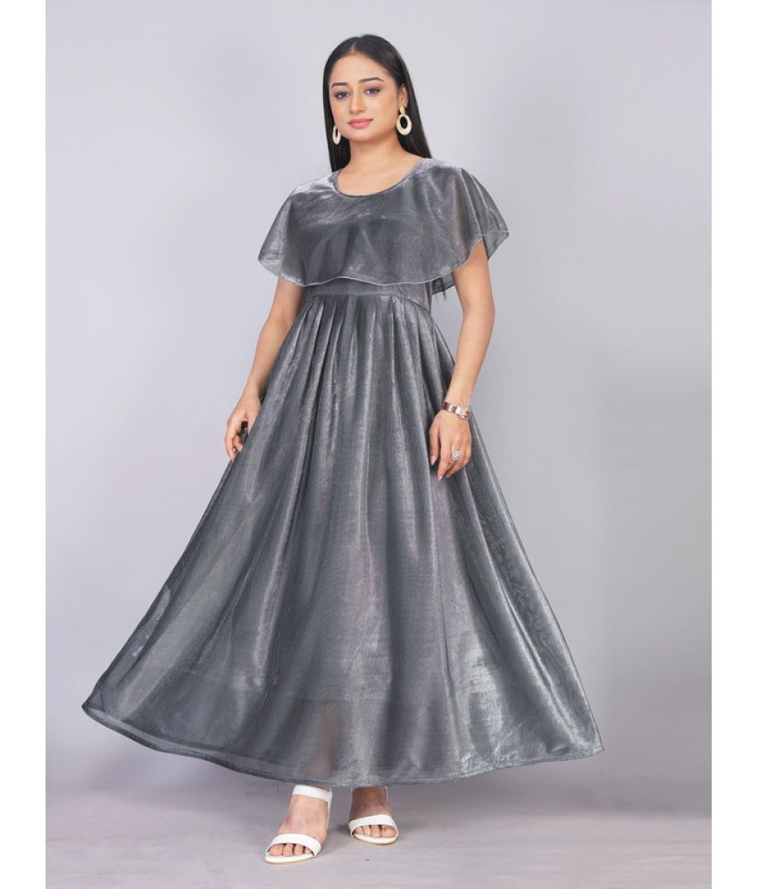     			Aika Net Solid Ankle Length Women's Gown - Grey ( Pack of 1 )