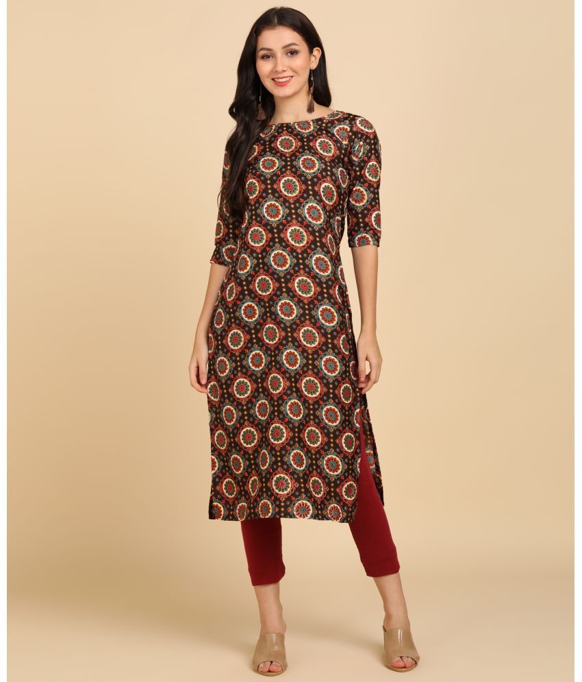     			DSK STUDIO Crepe Printed Straight Women's Kurti - Brown ( Pack of 1 )