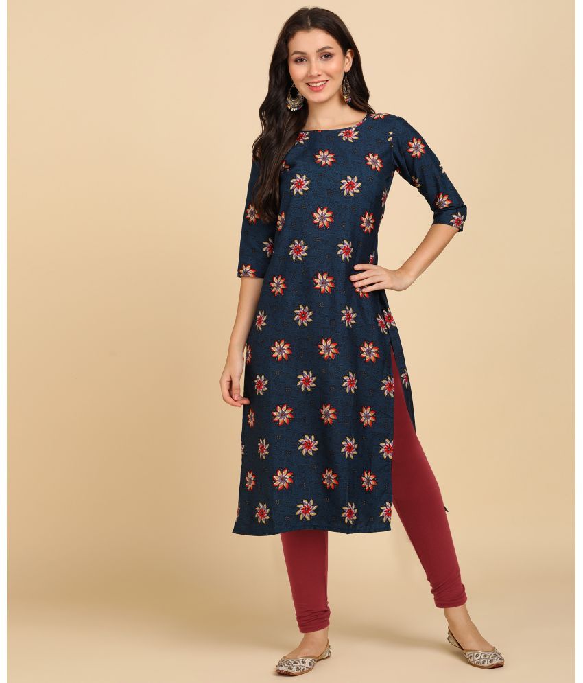     			DSK STUDIO Crepe Printed Straight Women's Kurti - Blue ( Pack of 1 )