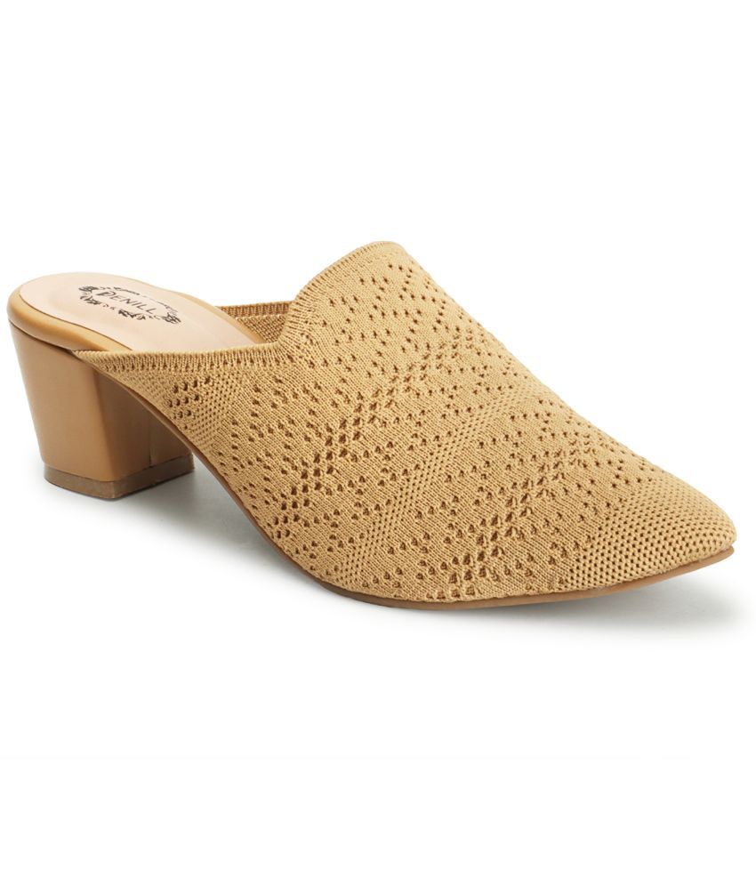     			Denill Beige Women's Slip On Heels