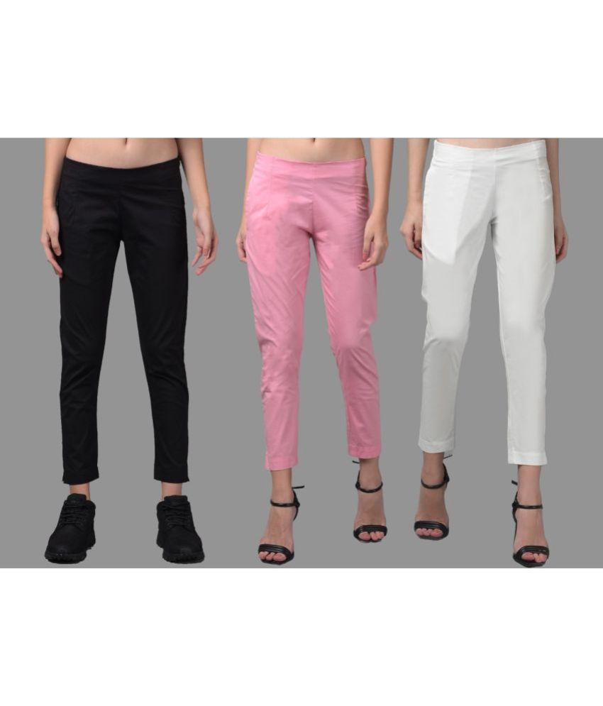     			Dollar Missy Multi Color Cotton Blend Slim Women's Casual Pants ( Pack of 3 )