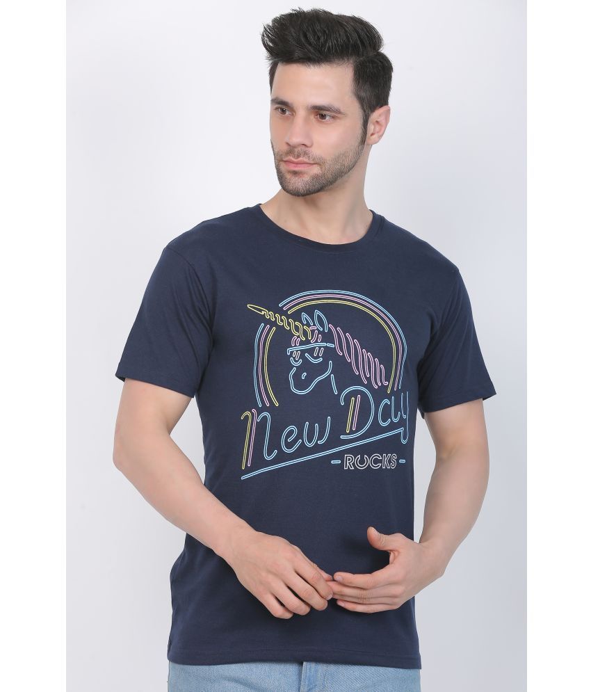     			Indian Pridee 100% Cotton Regular Fit Printed Half Sleeves Men's T-Shirt - Navy Blue ( Pack of 1 )
