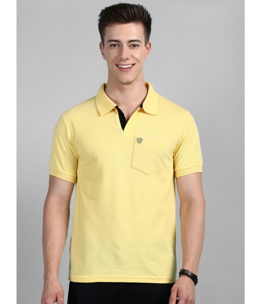     			Lux Cozi Cotton Regular Fit Solid Half Sleeves Men's Polo T Shirt - Yellow ( Pack of 1 )