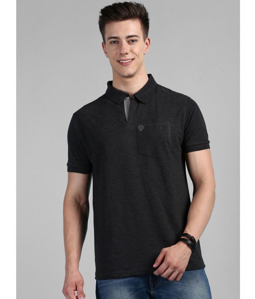     			Lux Cozi Cotton Regular Fit Self Design Half Sleeves Men's Polo T Shirt - Charcoal Grey ( Pack of 1 )