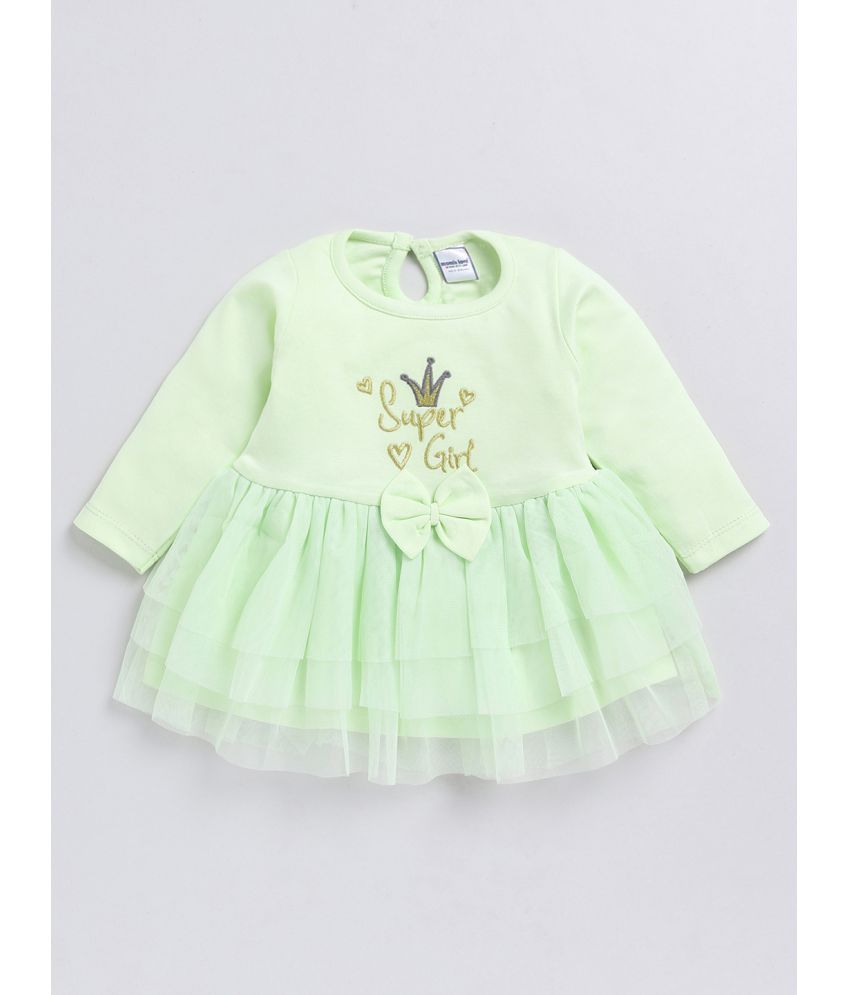     			Mom's Love Green Cotton Baby Girl Frock ( Pack of 1 )