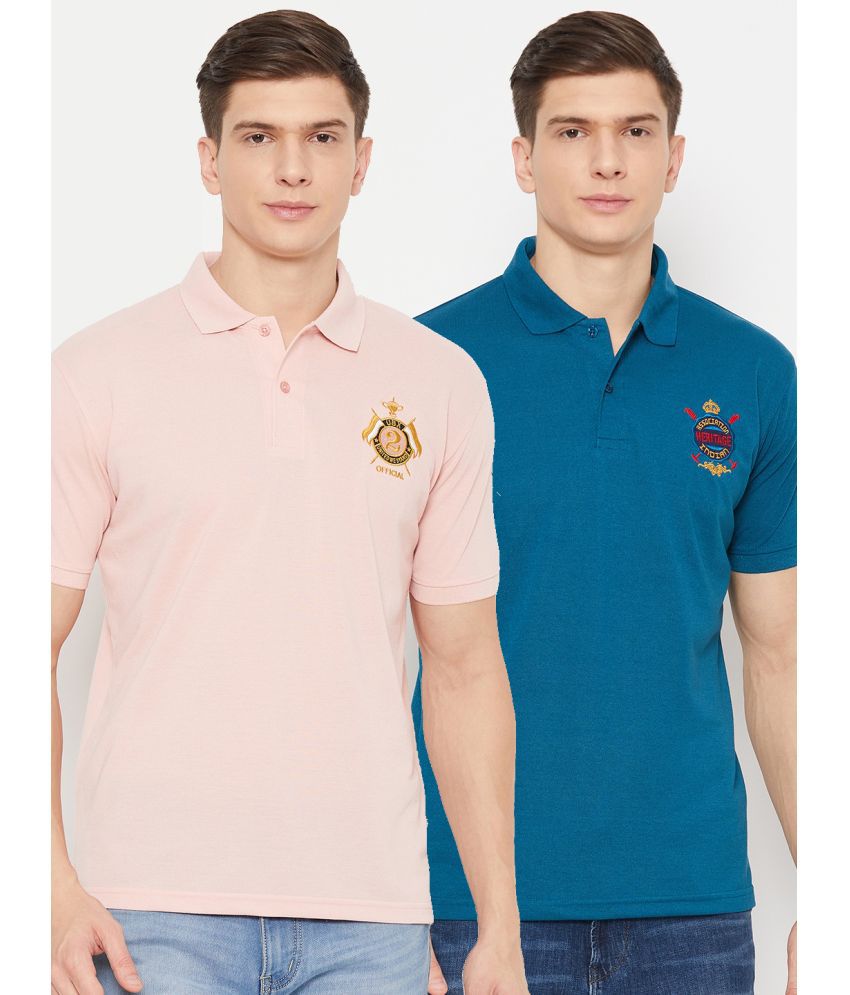     			UBX Polyester Regular Fit Solid Half Sleeves Men's Polo T Shirt - Pink ( Pack of 2 )