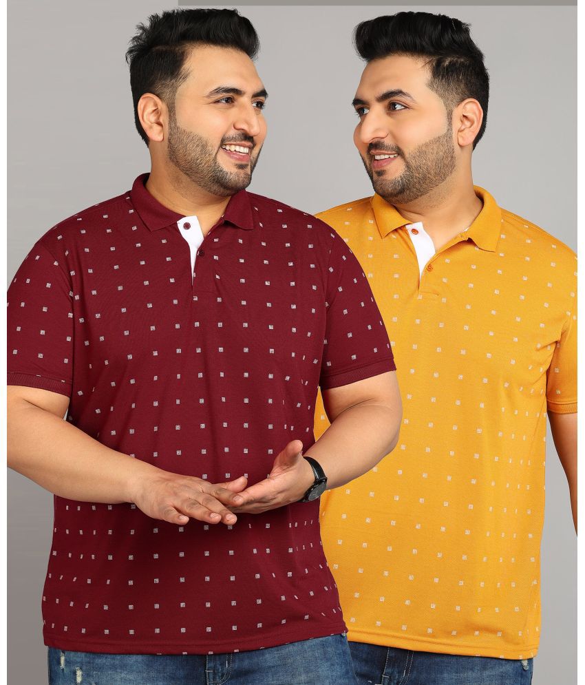     			XFOX Cotton Blend Regular Fit Printed Half Sleeves Men's Polo T Shirt - Gold ( Pack of 2 )