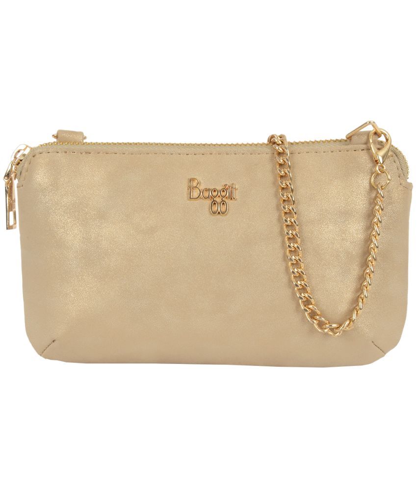     			Baggit Gold PU Sling Bag