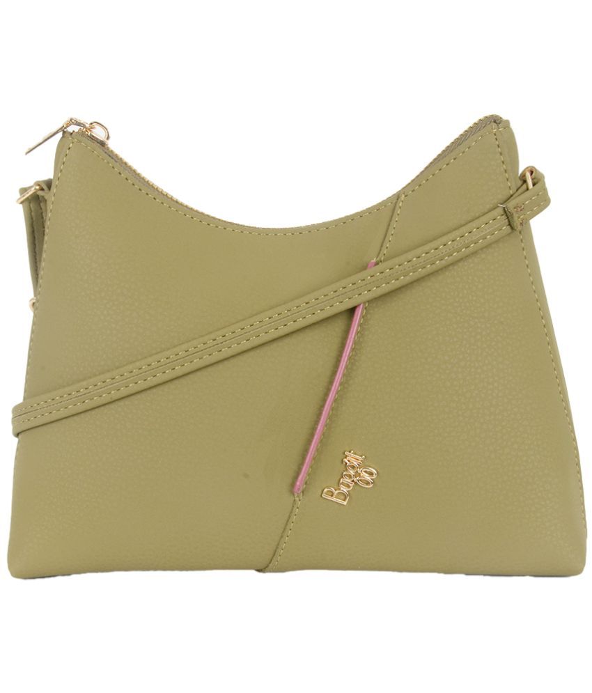     			Baggit Green Faux Leather Sling Bag