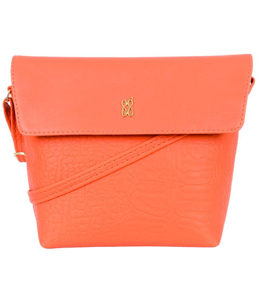     			Baggit Orange Faux Leather Sling Bag