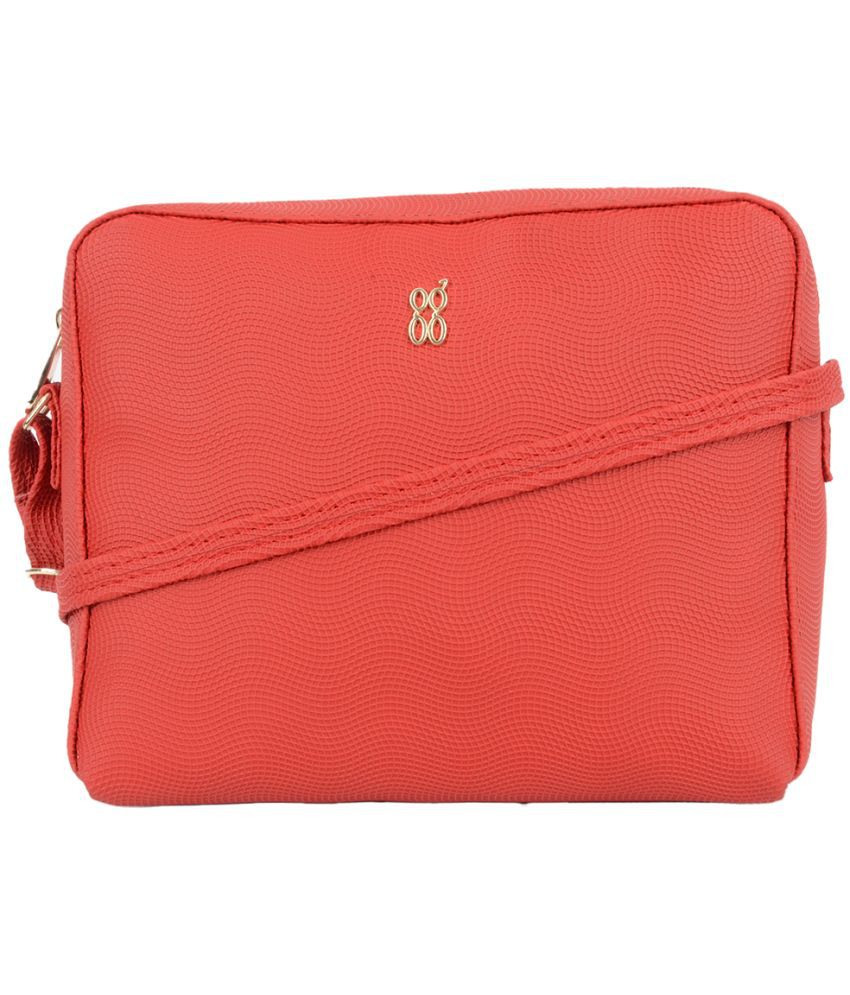     			Baggit Red Faux Leather Sling Bag