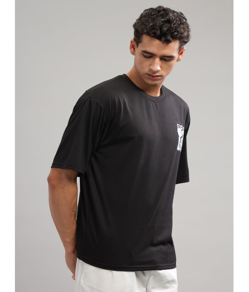     			Gritstones Cotton Blend Oversized Fit Printed Half Sleeves Men's T-Shirt - Black ( Pack of 1 )