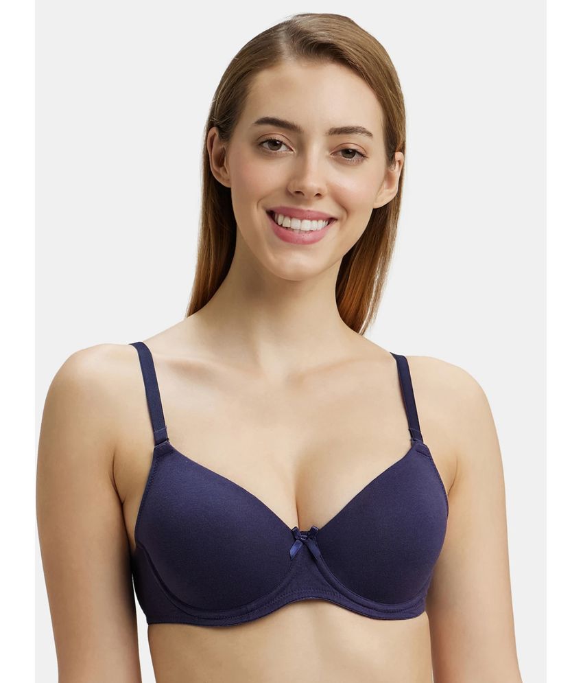     			Jockey 1245 Under-Wired Padded Super Combed Cotton Elastane Multiway T-Shirt Bra - Classic Navy