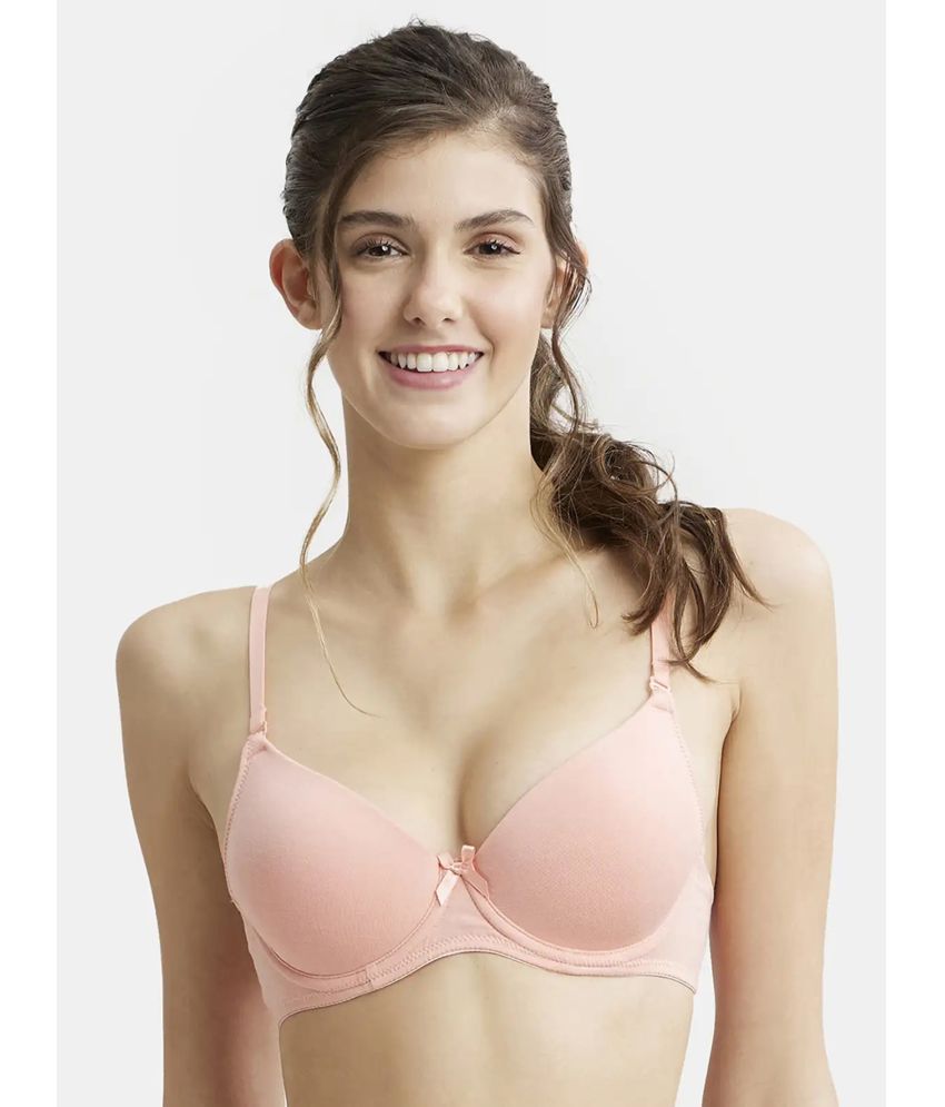     			Jockey 1245 Under-Wired Padded Super Combed Cotton Elastane Multiway T-Shirt Bra - Candlelight Peach