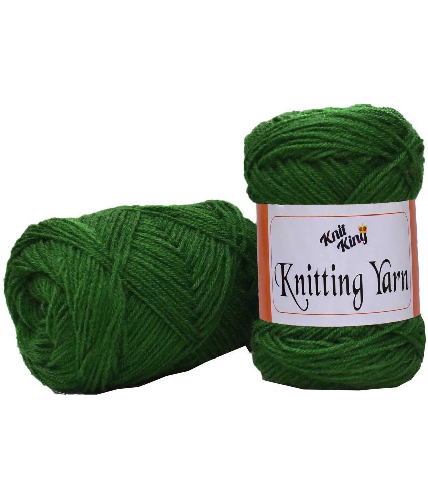     			KNIT KING 100% Acrylic Wool Leaf Green 150 GMS Wool Ball Hand Knitting Wool/Art Craft Soft Fingering Crochet Hook Yarn, Needle Knitting Yarn Thread Dyed-I Art-AGC