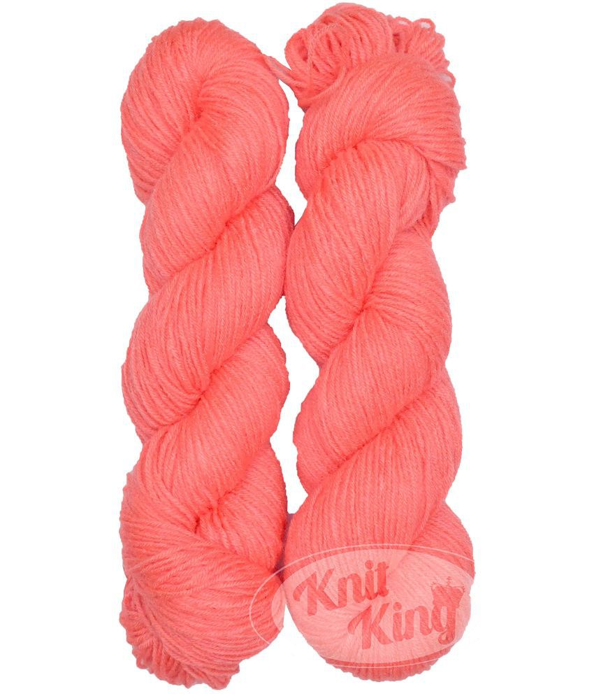     			KNIT KING Brilon Peach (400 gm) Wool Hank Hand Knitting Wool/Art Craft Soft Fingering Crochet Hook Yarn, Needle Knitting Yarn Thread dye KD