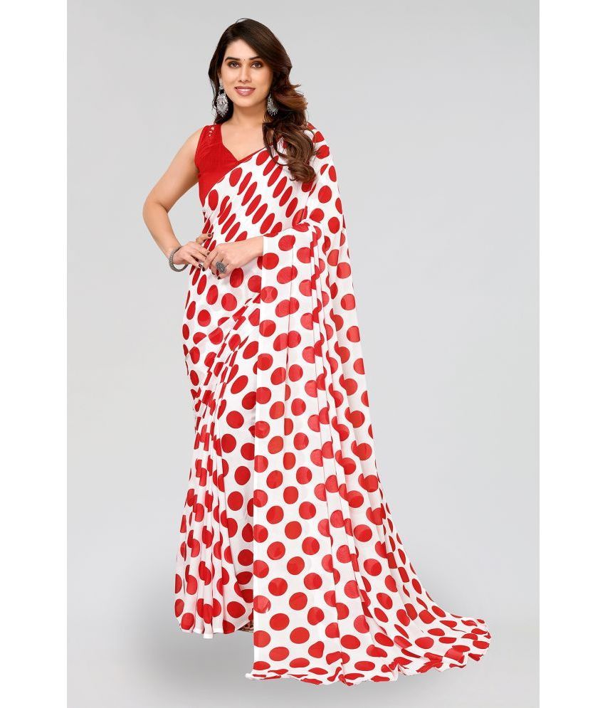     			Kashvi Sarees Georgette Printed Saree With Blouse Piece - Red ( Pack of 1 )